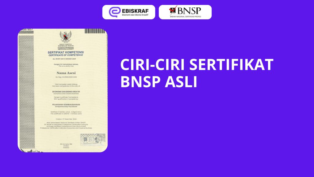 Ciri-Ciri Sertifikat BNSP Asli